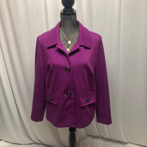 JM Collection Purple Jacket Womens Size XL Button Up Blazer Jacket Office - Picture 1 of 6